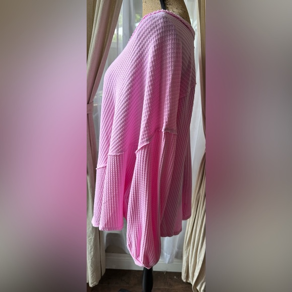 FREE PEOPLE CORALINE THERMAL Bubble Gum Pink - Picture 3 of 8